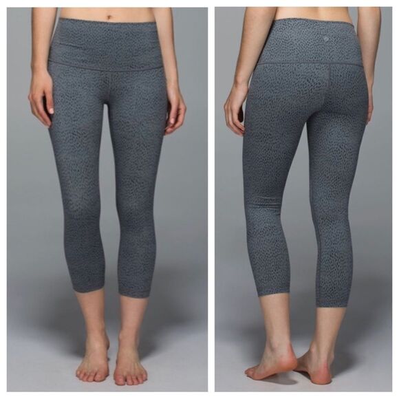 Lululemon Wunder Under Crop II Leggings Gray Dottie Dash 6 - Picture 2 of 12